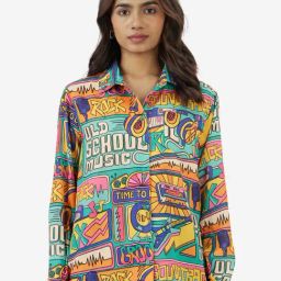 The Souled Store Multicolor Printed Boyfriend Shirt-image-26