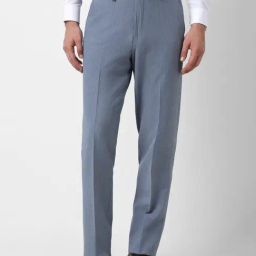 Van Heusen Blue Regular Fit Texture Trousers-picture-24