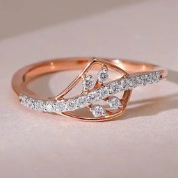 GIVA 18k Rose Gold Foliage Lab Grown Diamond Ring-image-97
