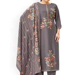 DRAVINAM Trends Embroidered Unstitched Dress Material-image-11