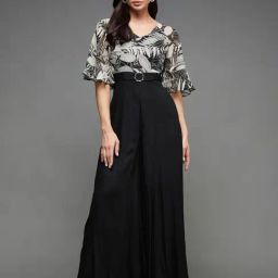 Miss Chase Black Polyester Floral Short Sleeves Jumpsuit-picture-15