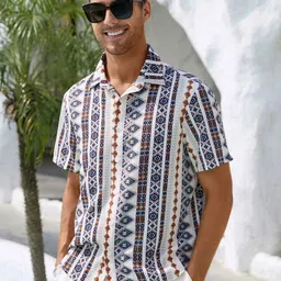 SZN Men Abstract Printed Spread Collar Casual Shirt-picture-7