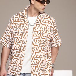 FCUK Pure Cotton Geometric Printed Relaxed Fit Textured Casual Shirt-image-61