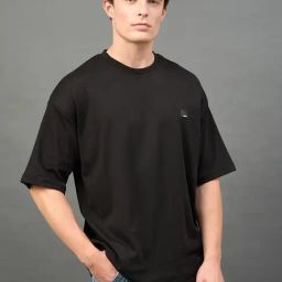 CLUB YORK Black Solid Short Sleeves T-Shirt-image-28