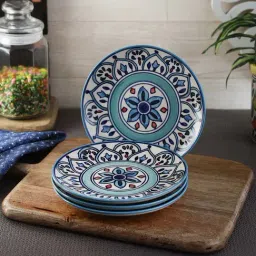VarEesha The Royal Crown Blue Ceramic Quarter Plates - Set of 4-image-16