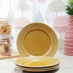 VarEesha Awesome Solids Mustard Ceramic Dinner Plates - Set of 4-17