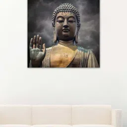 999store Grey The Statue Of Big Buddha Face With Hand Canvas Painting-39