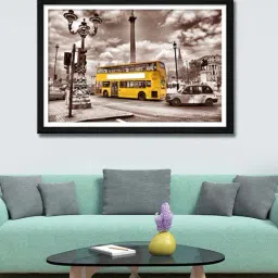 999store Grey & Yellow Bus And Road View Canvas Painting-22