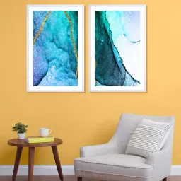 999Store Blue & Green Printed Abstract Wall Painting-image-48