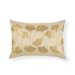 Home4U Ginko Beige & Gold Poly Satin Cushion Cover - Set of 1-image-97