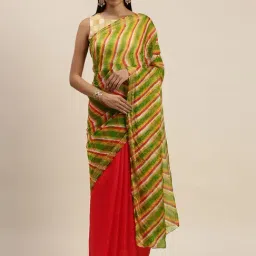 Geroo Jaipur Red Hand Dyed Leheriya Saree-picture-43