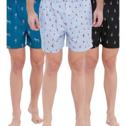 XYXX Blue & Black Printed Cotton Boxers (Pack Of 3)-image-32
