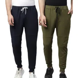 Rigo Olive & Navy Solid Joggers (Pack of 2)-picture-14
