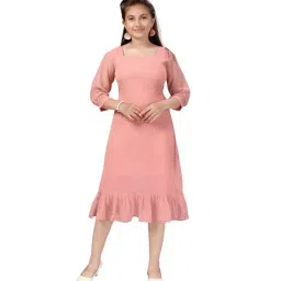 Aarika Kids Peach Self Design Dress-image-18