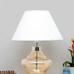 Kapoor E Illuminations 'Arnie' White & Antique Gold Glass Table Lamp - Set of 1-picture-40