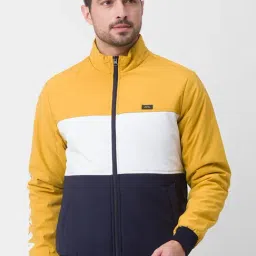 Spykar Yellow Straight Fit Colour Block Jacket-picture-40