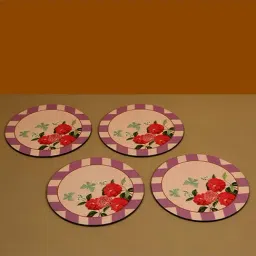 ICRAFT Lilac Haze Series Purple & Beige Mdf Round Trivet - Set of 4-38