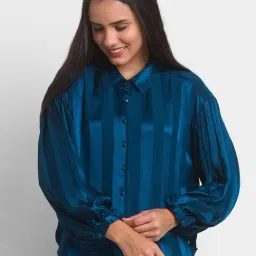Spykar Blue Striped Shirt-image-81