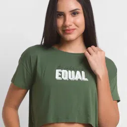 Spykar Green Printed Crop T-Shirt-picture-11