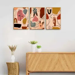 999Store Multicolor Canvas Wall Painting Panel With Fibre Frame - Set of 3-6