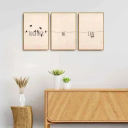 999Store Brown Canvas Wall Painting Panel With Fibre Frame - Set of 3-8