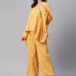 Cottinfab Rayon Yellow Printed Top With Palazzos-48