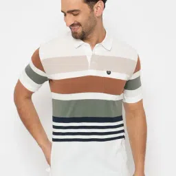 Duke Multi-Color Blended Regular Fit Striped Polo T-Shirt-image-88