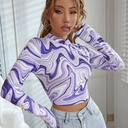 VANGULL Printed High Neck Fitted Top-picture-19