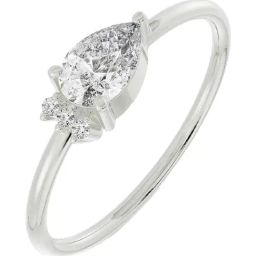 Emori 18k White Gold & Diamond Stunning Pear Ring-image-49