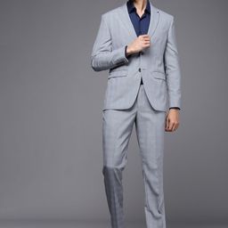 Louis Philippe Men Slim Fit Checked Single Breasted Formal Suit-image-78