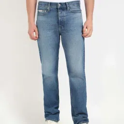Calvin Klein Jeans Blue Cotton Straight Fit Jeans-image-55