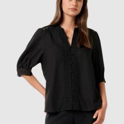 Forever New Black Solid Blouse Top-image-26