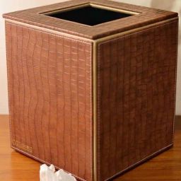 Casagold Croco Tan Wood Dustbin with Lid-42