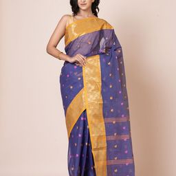 PUKU Ethnic Motifs Zari Pure Cotton Heavy Work Saree-picture-36