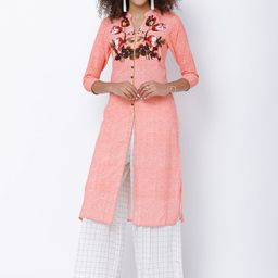 Vishudh Women Pink Printed Straight Kurta-image-43