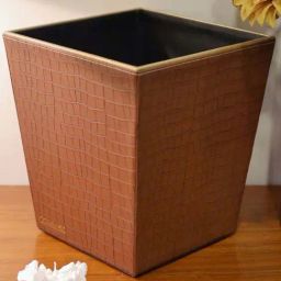 Casagold Tan Brown Wood Dustbin-41