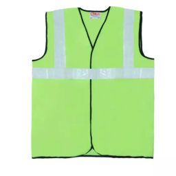 Safeu 45 GSM Thickness 100% Polyester Fabric Green Worker Reflective Jacket Free Size (Pack of 5)-image-15