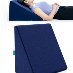 HOSPIKART Navy Blue Memory Foam Filled Faux Velvet Breathable Therapedic Pillow-56