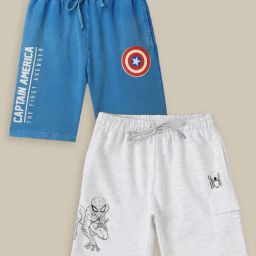 Kidsville Blue & Grey Printed Shorts-picture-17
