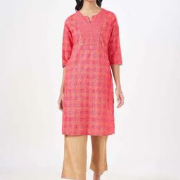 Rangmanch by Pantaloons Pink Printed Straight Kurta-image-62
