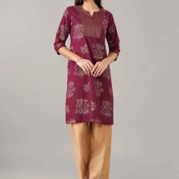 Rangmanch by Pantaloons Maroon Printed Straight Kurta-image-22
