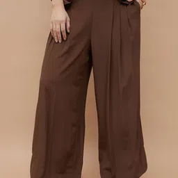 CODE by Lifestyle Women Pleated Loose Fit Parallel Trousers-image-8