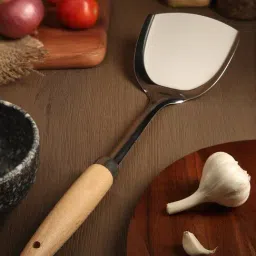 NATURALLY YOURS Silver Stainless Steel Spatula with Wooden Handle (13 Inch)-picture-6