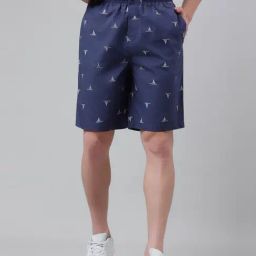 Van Heusen Blue Cotton Regular Fit Printed Shorts-picture-19