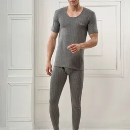 INFERNO Men Striped Short Sleeves Round Neck Cotton Thermal Set-picture-46