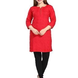 DREAM & DZIRE Ethnic Motifs Embroidered Thread Work Pure Cotton Thread Work Kurti-image-48