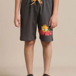 Kidsville Grey Cotton Printed Shorts-image-100