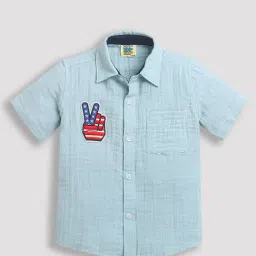Zip Zap Zoop Boys Light Blue Regular Fit Embroidered Shirt-image-22