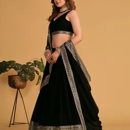 ODETTE Embellished Sequinned Semi-Stitched Lehenga & Unstitched Blouse With Dupatta image 4