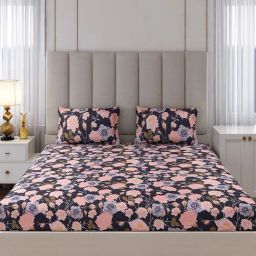 Monte Carlo Ryalking Multicolor Polyester Printed 135 GSM King Bedsheet with 2 x Pillow Covers image 3